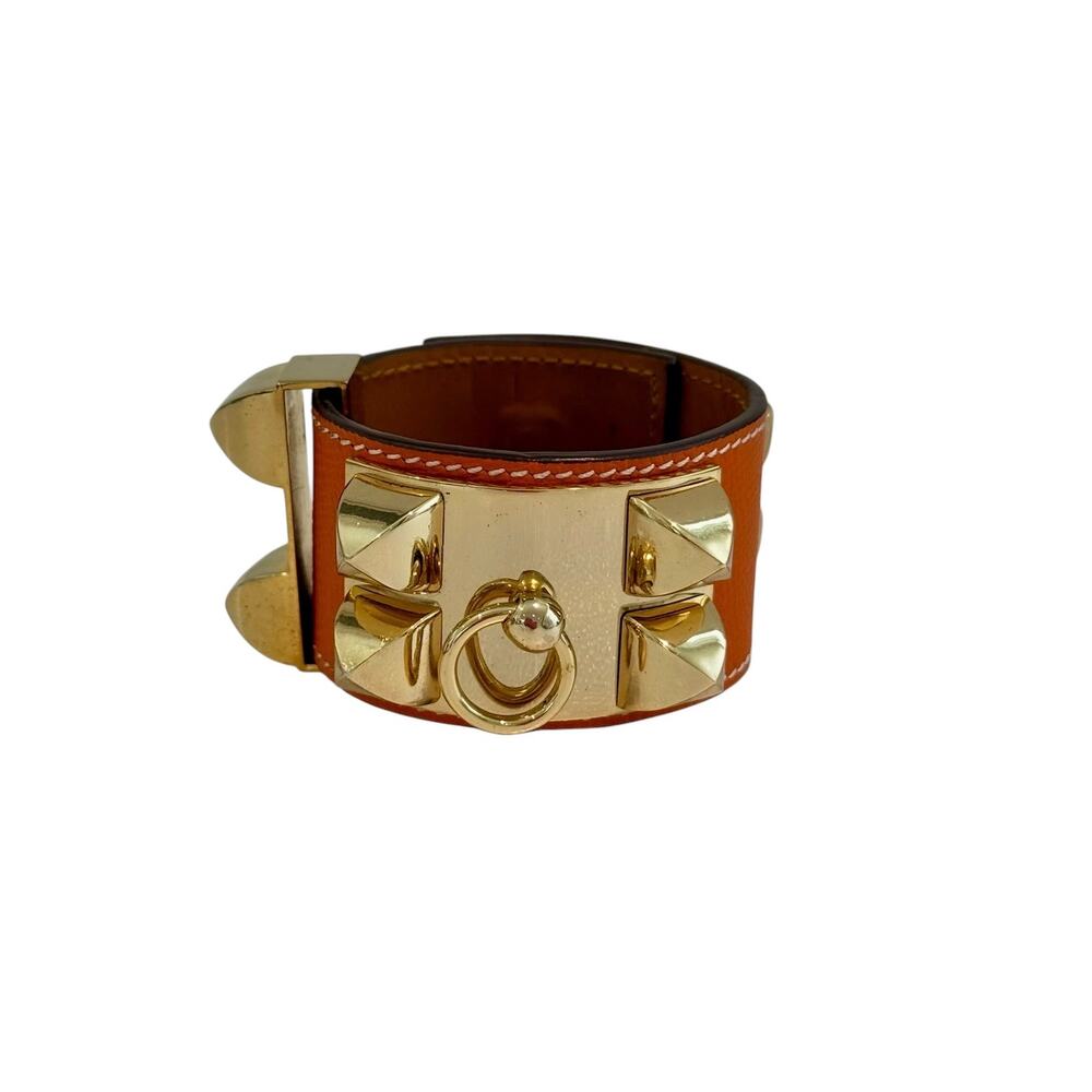 HERMES Epsom Collier de Chien CDC Bracelet S in Orange